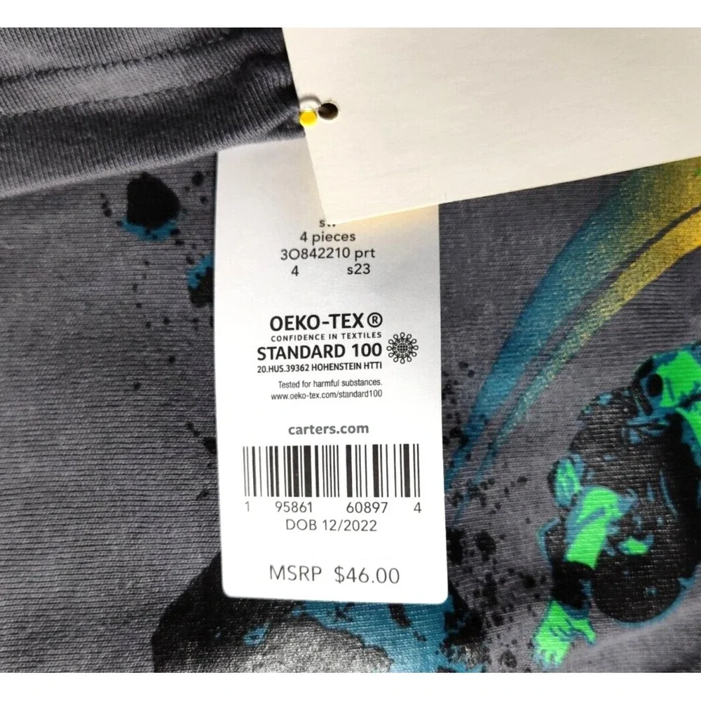 Carter's Sz 4‎ Black Gray 4pc Pajama Set Boys Space Flight Path Towards Bed NWT